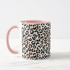 Schwarzer Leopard-Druck mit weißem Pfirsich        Tasse