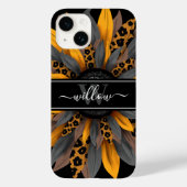 Schwarzer Leopard-Flecken Sonnenblumenname Monogra Case-Mate iPhone Hülle (Rückseite)