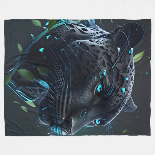 "Schwarzer Leopard" Fleecedecke (Vorderseite (Horizontal))
