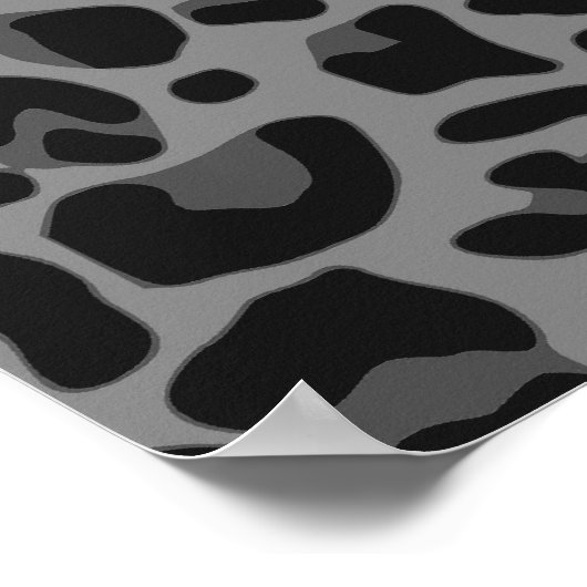 Schwarzer Leopard-Glitzer Monogramm Poster (Ecke)