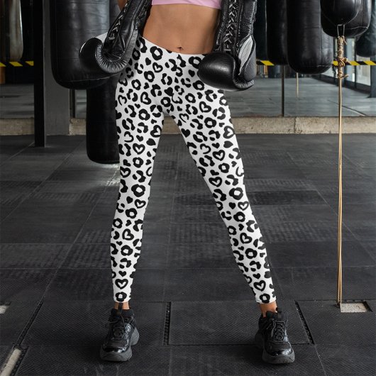 Schwarzer Leopard Herzmuster Leggings