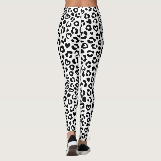 Schwarzer Leopard Herzmuster Leggings (Rückseite)
