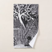 Schwarzer Leopard im Dschungel - zeichnend Bleisti Badhandtuch Set (Handtuch)