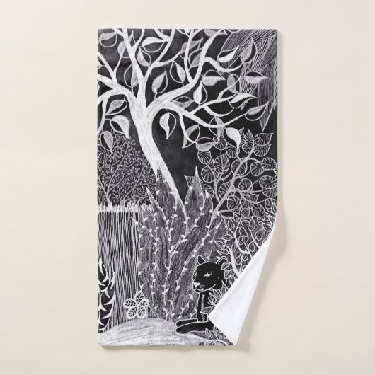 Schwarzer Leopard im Dschungel - zeichnend Bleisti Badhandtuch Set (Handtuch)