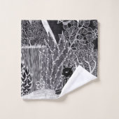 Schwarzer Leopard im Dschungel - zeichnend Bleisti Badhandtuch Set (Waschlappen)