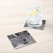 Schwarzer Leopard im Dschungel - zeichnend Bleisti Rechteckiger Pappuntersetzer (Vor Ort)