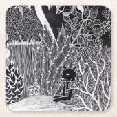 Schwarzer Leopard im Dschungel - zeichnend Bleisti Rechteckiger Pappuntersetzer (Vorderseite)