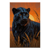 Schwarzer Leopard in Savannah Grasses Poster (Vorderseite)