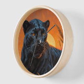 Schwarzer Leopard in Savannah Grasses Uhr (Winkel)