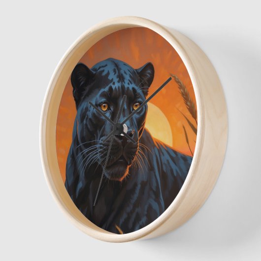 Schwarzer Leopard in Savannah Grasses Uhr (Winkel)