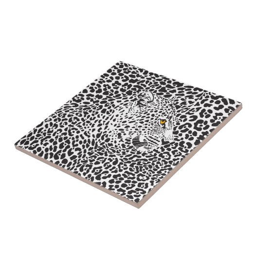 Schwarzer Leopard in Scheiben Fliese (Seite)