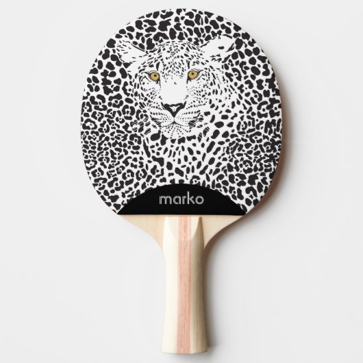 Schwarzer Leopard Kopf Illustration Tischtennis Schläger (Vorderseite)