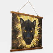 Schwarzer Leopard Moderner Polygonaler Safari-Tier Wandteppich Mit Holzrahmen (Gewinkelt)