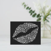 Schwarzer Leopard-Spot Lipstick Kiss Postkarte (Stehend Vorderseite)