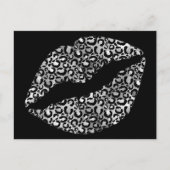 Schwarzer Leopard-Spot Lipstick Kiss Postkarte (Vorderseite)
