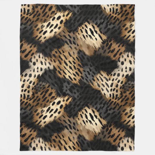 Schwarzer Leopard Tier abstrakt Fleecedecke (Vorderseite)