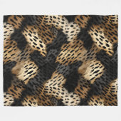 Schwarzer Leopard Tier abstrakt Fleecedecke (Vorderseite (Horizontal))