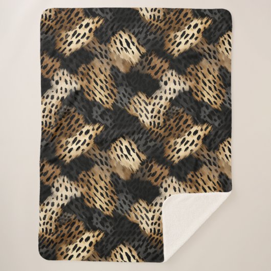 Schwarzer Leopard Tier abstrakt Sherpadecke (Vorderseite)