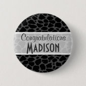 Schwarzer Leopard-Tierdruck Button (Vorderseite)