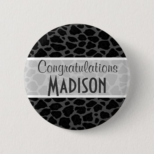 Schwarzer Leopard-Tierdruck Button (Vorderseite)