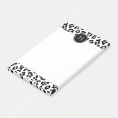 Schwarzer Leopard-Tierdruck mit Monogramm Post-it Klebezettel (angewinkelt)