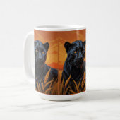 Schwarzer Leopard und afrikanische Savannah Kaffeetasse (Vorderseite Links)