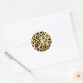 Schwarzer Leopard und Imitate Gold Foil Texgram Mo Runder Aufkleber (Umschlag)