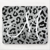 Schwarzer Leopard und Imitate Silver Foil Monogram Mousepad (Vorne)