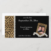 Schwarzer Leopard und weiße Perlen Save the Date (Vorne/Hinten)
