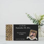Schwarzer Leopard und weiße Perlen Save the Date (Stehend Vorderseite)