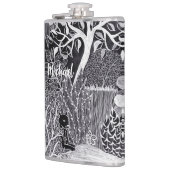 Schwarzer Leoparden im Dschungel - handgezeichnet, Flachmann (Links)