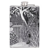 Schwarzer Leoparden im Dschungel - handgezeichnet, Flachmann (Rückseite)