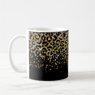 Schwarzer Leopardendruck mit Glitter-Overlay Trend Kaffeetasse