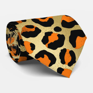 Schwarzer Leopardenprint in Orangengold Chic Krawatte