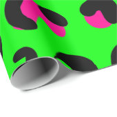 Schwarzer Leopardenschädel, rosa grüner Punk Geschenkpapier (Rolleneckpunkt)