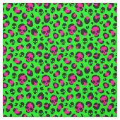 Schwarzer Leopardenschädel, rosa grüner Punk Stoff (Muster)
