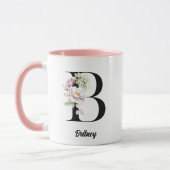 Schwarzer Letter-Watercolor-Blume Tasse (Links)