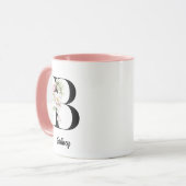 Schwarzer Letter-Watercolor-Blume Tasse (Vorderseite Links)