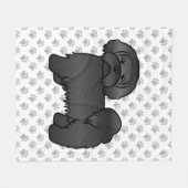 Schwarzer Lhasa Apso Niedlicher Cartoon Dog Illust Fleecedecke (Vorderseite (Horizontal))