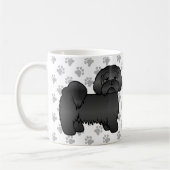Schwarzer Lhasa Apso Niedlicher Cartoon Dog Illust Kaffeetasse (Links)