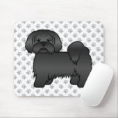 Schwarzer Lhasa Apso Niedlicher Cartoon Dog Illust Mousepad (Mit Mouse)