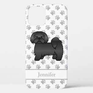 Schwarzer Lhasa Apso Süßer Cartoon-Hund & Name Case-Mate iPhone Hülle