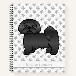 Schwarzer Lhasa Apso Süßer Cartoon-Hund & Name Notizblock