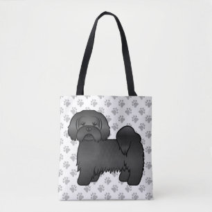 Schwarzer Lhasa Apso Süßer Cartoon-Hund & Pfoten Tasche