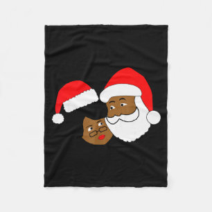 Schwarzer liebender Weihnachtsmann und Frau Claus Fleecedecke