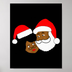 Schwarzer liebender Weihnachtsmann und Frau Claus  Poster