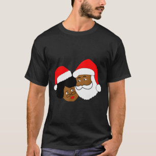 Schwarzer liebender Weihnachtsmann und Frau Claus T-Shirt