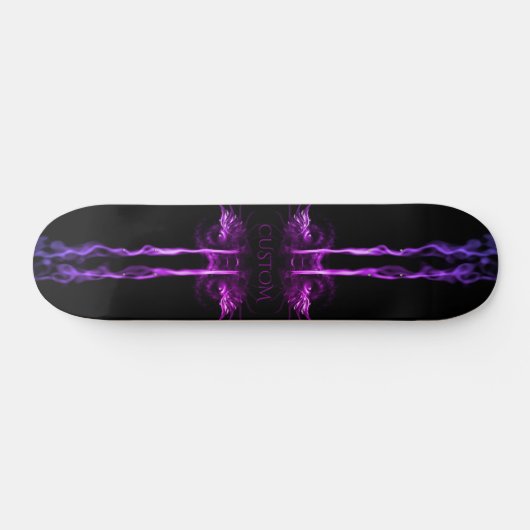 Schwarzer Lila Drachenraucher mit Name oder Monogr Skateboard (Horizontal)