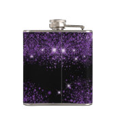 Schwarzer lila Glitzer Foto Collage Flachmann (Rückseite)