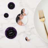 Schwarzer lila Glitzer Foto Konfetti (Gruppe)